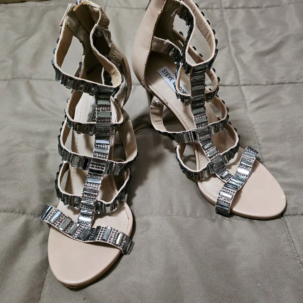 Steve Madden Women's Strappy Heels - Nude and Silver